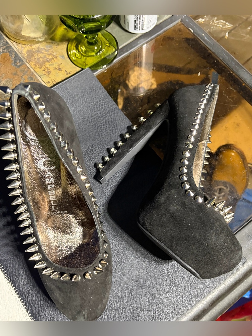 Jeffrey Campbell Handmade Ibiza Last Spiked Studded High Heels Black Size 7.5